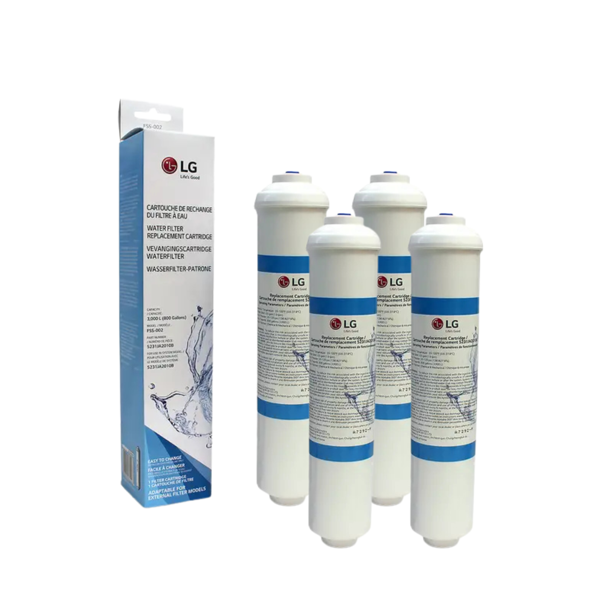 LG® 5231JA2010B Inline Refrigerator Water Filter | FSS-002, External, Push-Fit