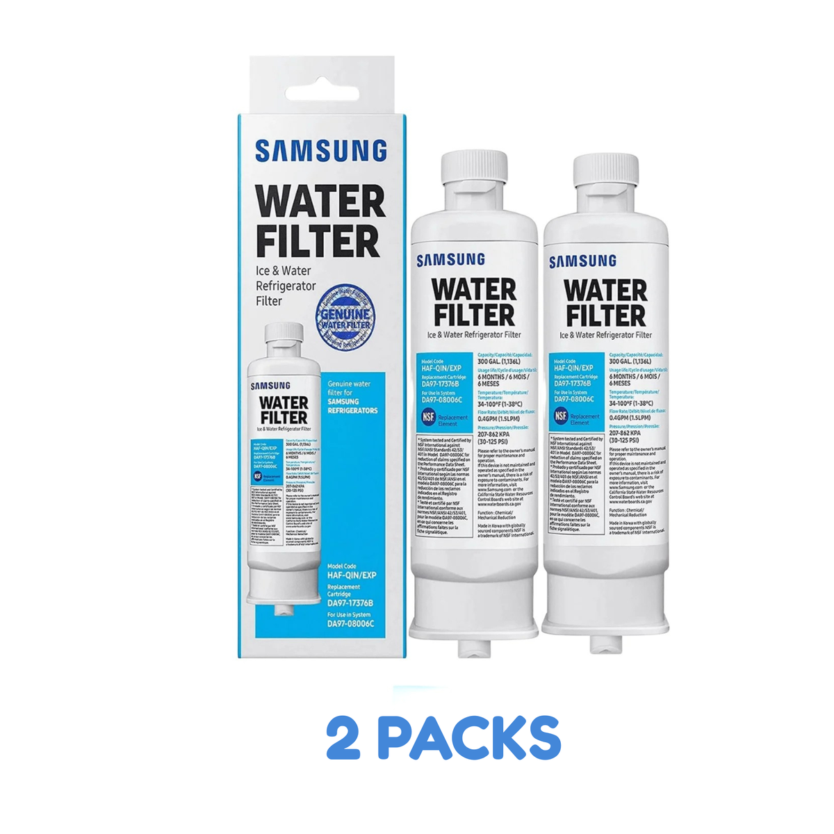 Samsung® DA97-17376B HAF-QIN/EXP Refrigerator Water Filter – BEST VALUE PACKS