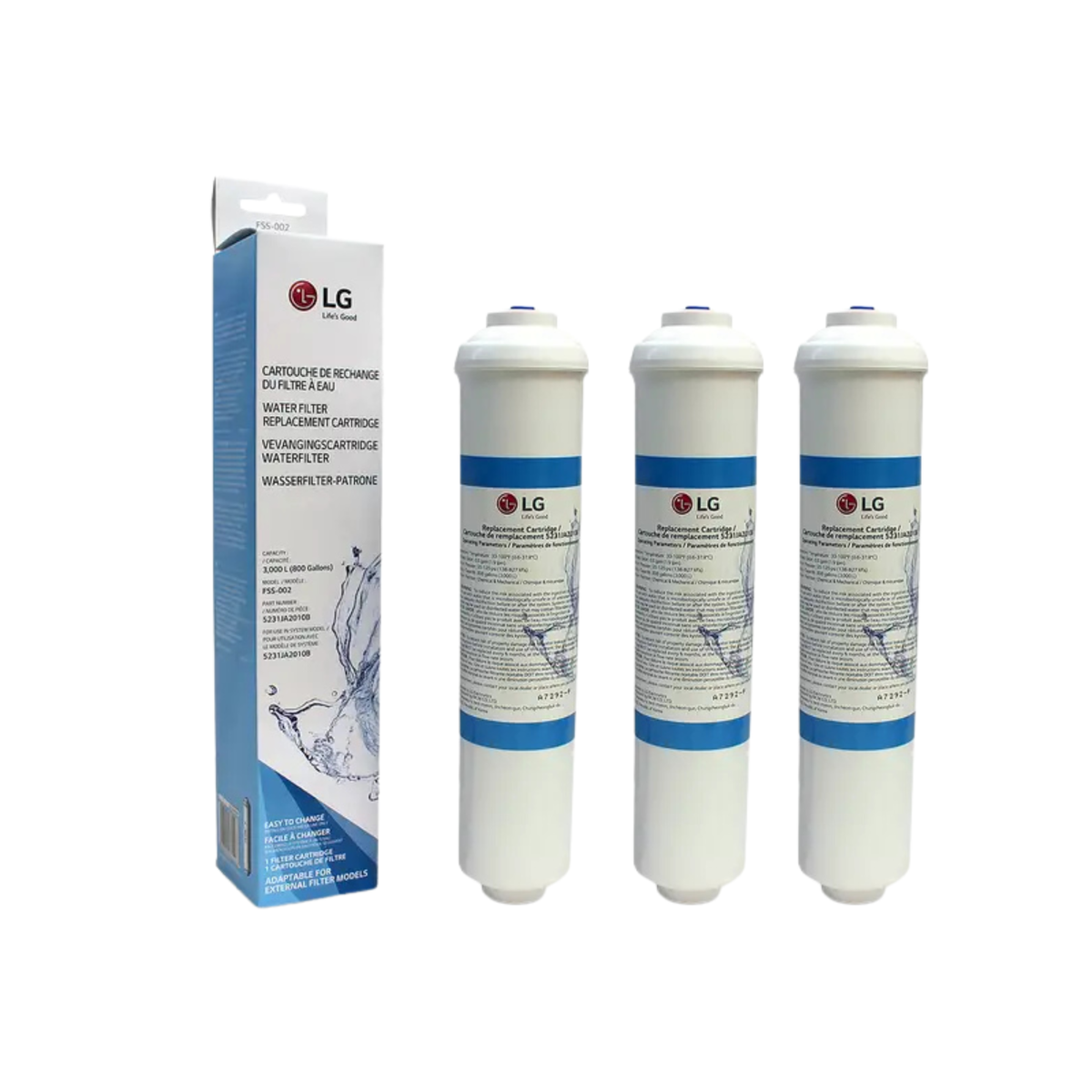 LG® 5231JA2010B Inline Refrigerator Water Filter | FSS-002, External, Push-Fit