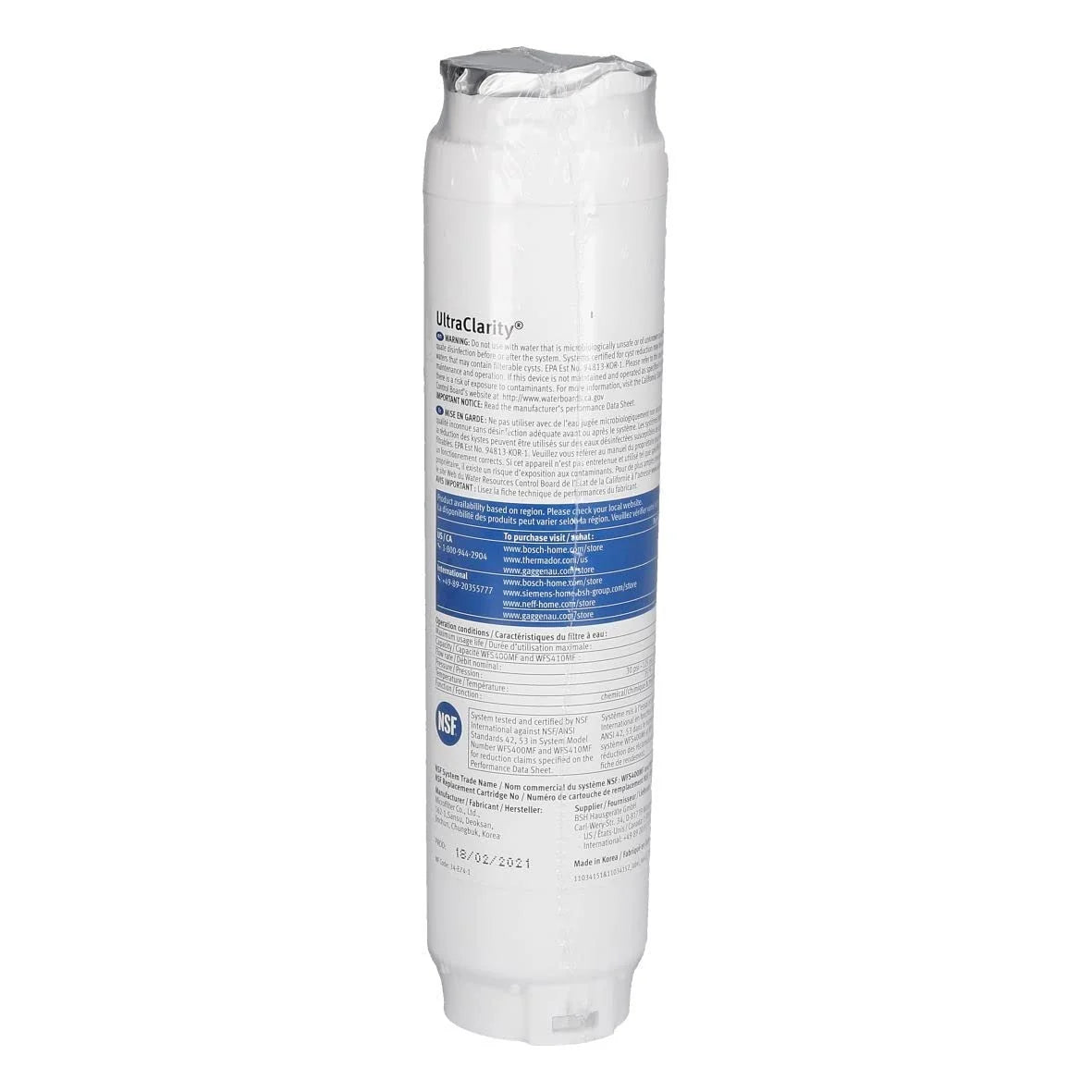 UltraClarity® 11034151 Water Filter for Bosch®, NEFF® & Siemens® Refrigerators